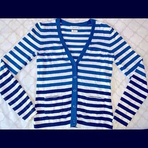 Van Heusen V-Neck Button-Up Striped Sweater